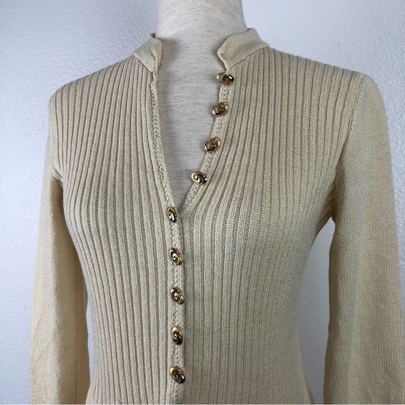 St. John Knits Vintage Cream Sweater Dress - Picture 11 of 14